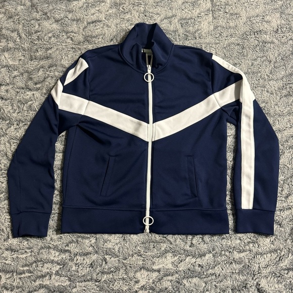 Off‎ White Women’s 2013 Zip Up Blue & White Jacket Woman Embroidery Size XL - Picture 1 of 11